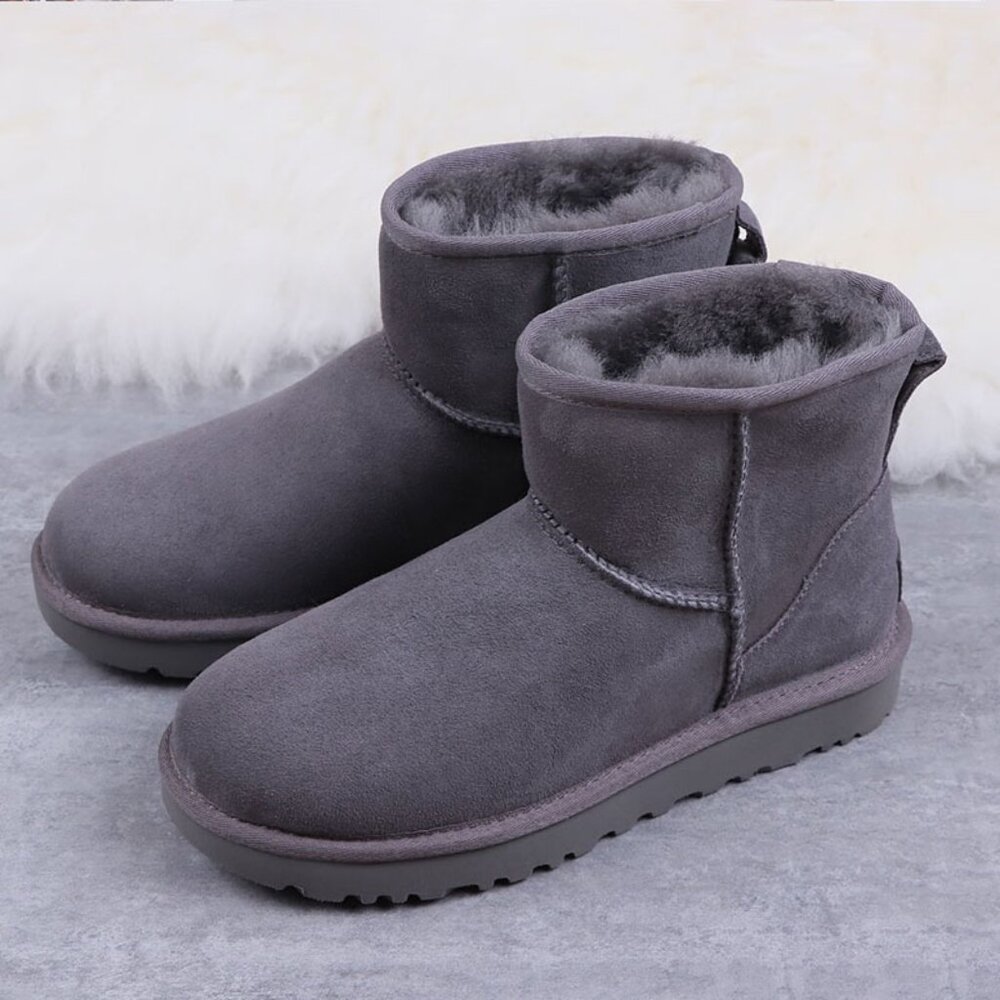 Ugg Classic Mini Fleece-Lined Warm Short-Shaped Snow Boots For Couples Gray